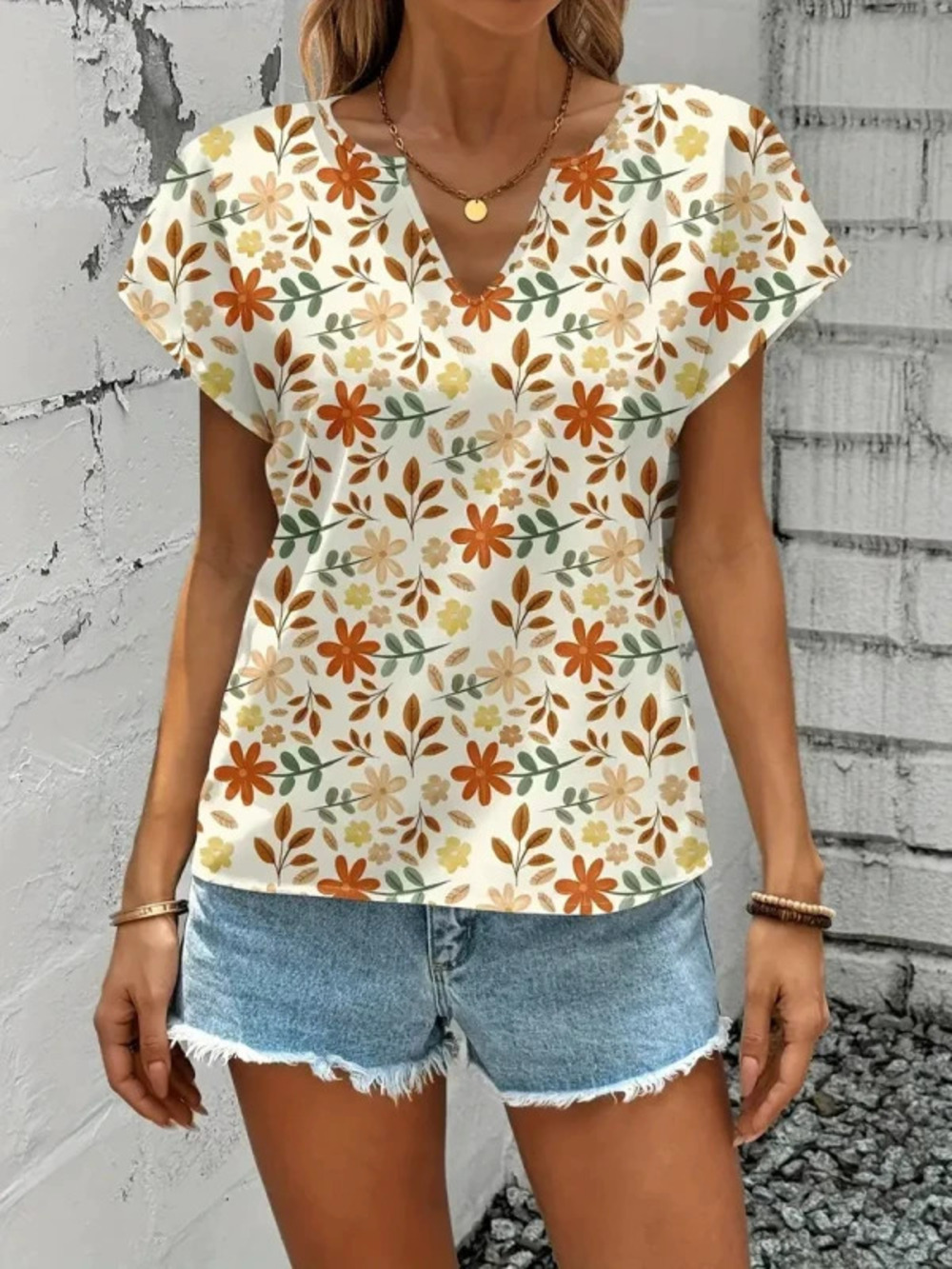 ZARA Summer Printed Collared Short Sleeve Top